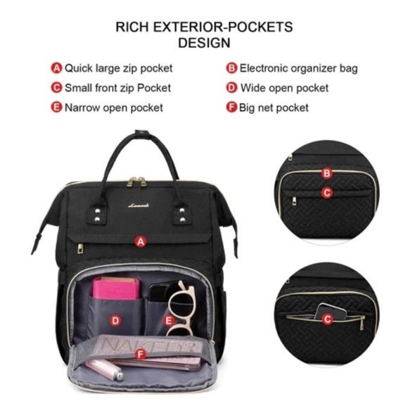 LOVEVOOK Laptop Backpack 15.6 / 17 Inches navy blue - Picture 8 of 11